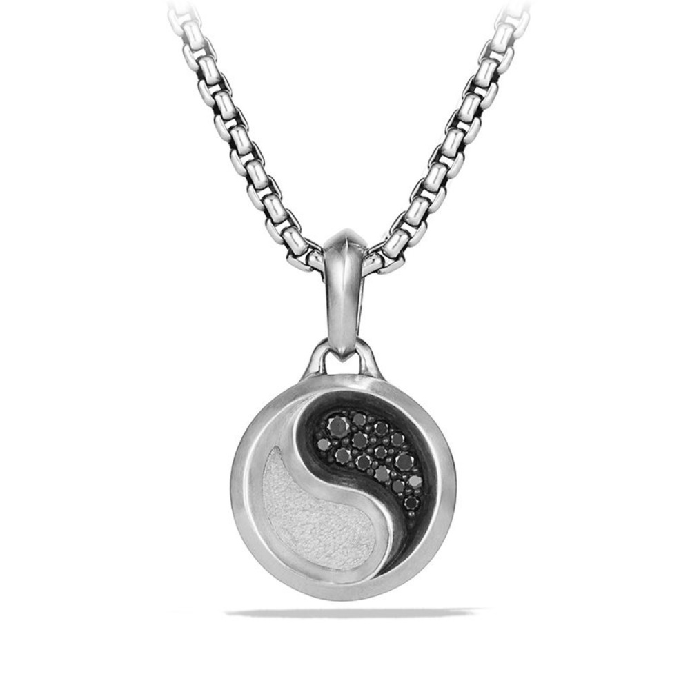 David Yurman Petrvs Yin Yang Sterling Silver 925 Black Diamonds Pendant